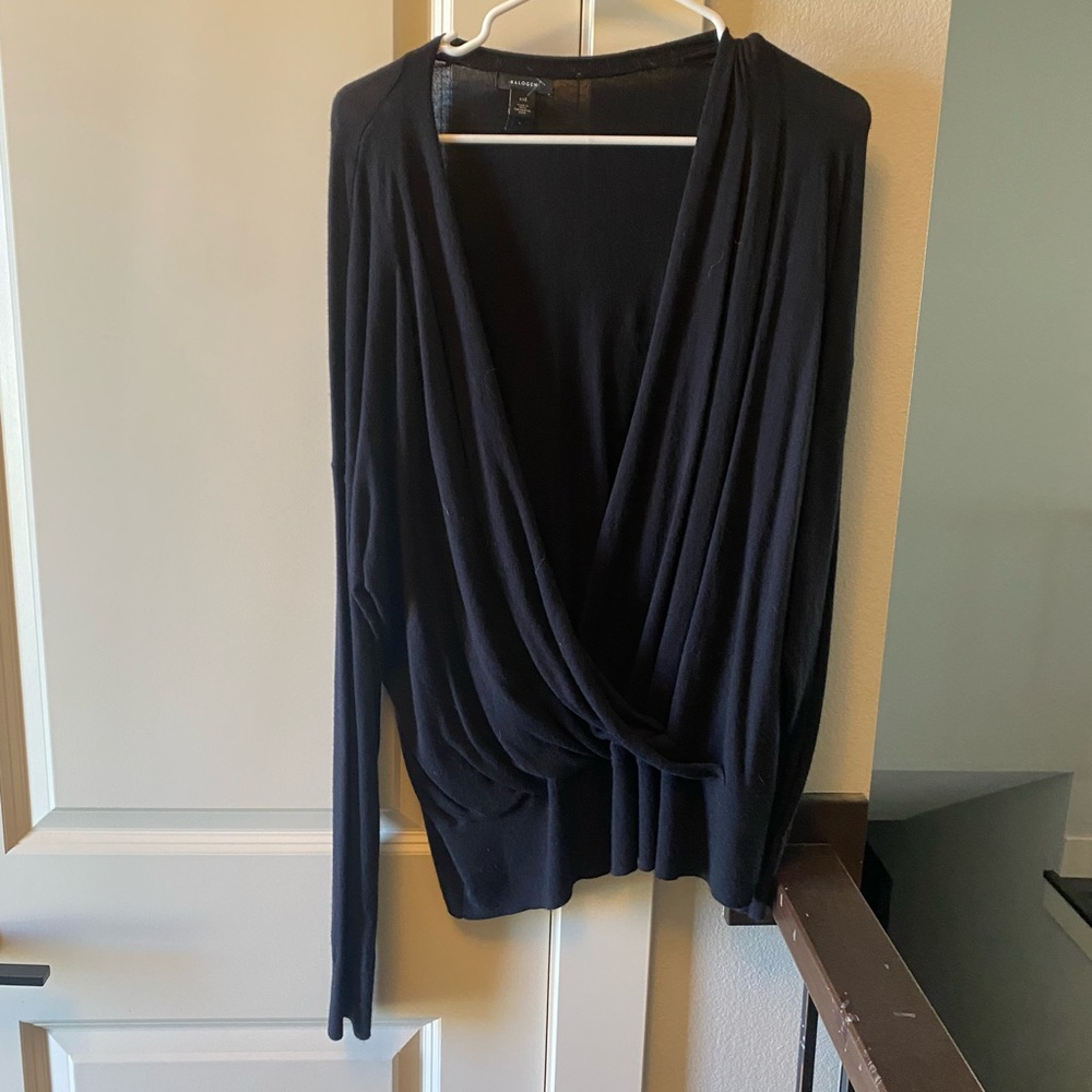 Mock wrap lightweight sweater